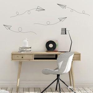 Paper Airplanes Decal Set Office Wall Decor Airplane Decal Craft Room Wall Art image 1