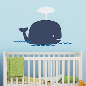 Big Whale Wall Decal Set | Whale Nursery Decor | Ocean Wall Art
