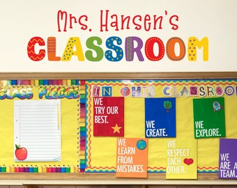 Classroom Decal with Personalized Teacher Name | School Wall Decor | Multiple Colors