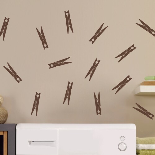 Clothespins Laundry Wall Decals Laundry Room Decals - Etsy