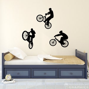BMX Bike Wall Decal | Set of 3 | Boy Bedroom Decor