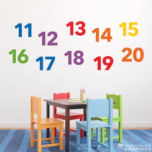 Number Set | Numbers 11-20 Wall Decals | Children Wall Art | Classroom Decor