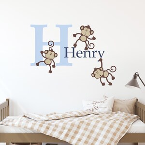 Personalized Monkey Decal Set | Boy Bedroom Decor