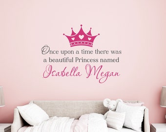 Personalisiertes Prinzessin Crown Wandtattoo | Benutzerdefinierte Name Kinderzimmer Dekor
