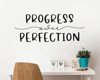 Progress over Perfection Decal | Motivational Decor | Vinyl Wall Sticker