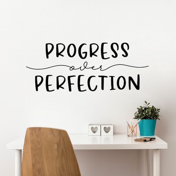 Progress over Perfection Decal | Motivational Decor | Vinyl Wall Sticker