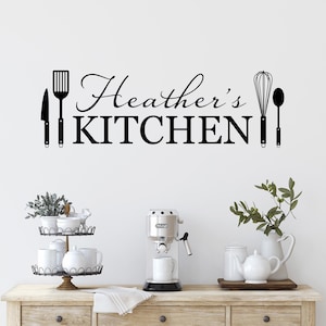 Personalized Kitchen Decal with utensils. Mom gift.