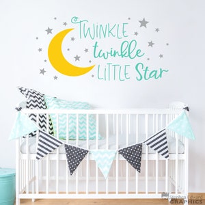 Twinkle Star Nursery Wall Decal: Moon & Stars Vinyl Art