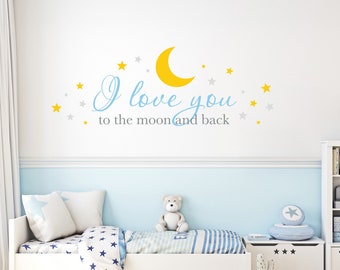 I Love You to the Moon and Back Moon and Stars Wall Decal | Nursery Decor