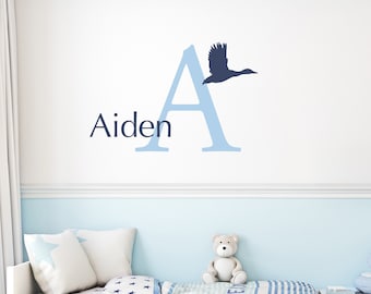 Personalized Name & Duck Decal | Boy Bedroom Decor Wall Sticker