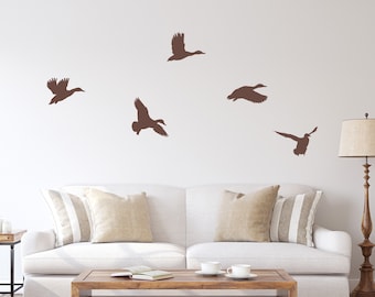 Duck Wall Decal Set | Mallard Ducks Flying | Man Cave Decor | Set of 5