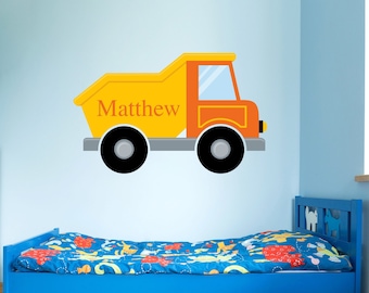 Décalcomanie de camion à benne basculante | Vinyle de camion personnalisé | Décor de chambre de garçon | Autocollant mural pour enfants