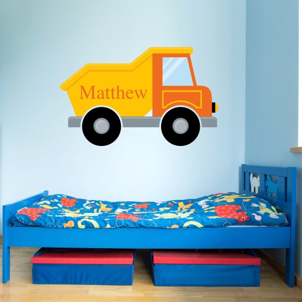 Dump Truck Decal | Personalized Truck Vinyl | Boy Bedroom Decor | Children Wall Sticker