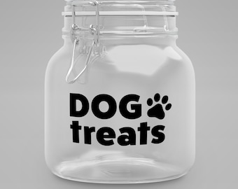 Dog Treats Decal with Pawprint | Jar Sticker | Treat Canister Vinyl