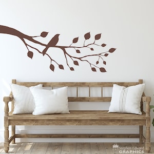 Muursticker vogel op een tak | Sticker tak | Vinylsticker natuur | Silhouet