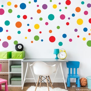 Zestaw naklejek ściennych Rainbow Polka Dot | Dekoracja pokoju dziecięcego