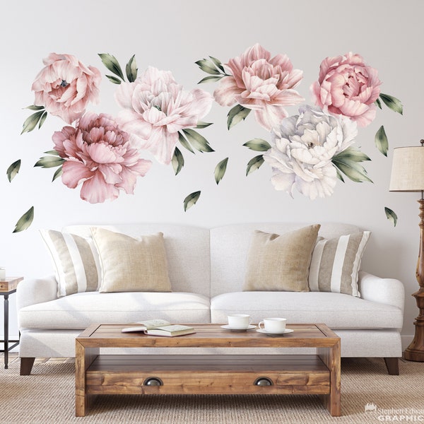 Peony Vinyl Decal Etsy