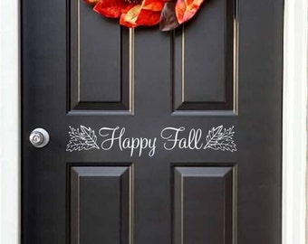 Happy Fall Decal | Front Door Vinyl | Autumn Decor | Door Sticker