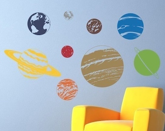 Planet Wall Decal Set - Solar System Sticker Wall Decor - Children Wall Decals