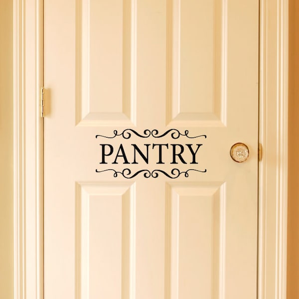 Pantry Decal | Door Sticker | Pantry with scrolls Vinyl | Kitchen Decor