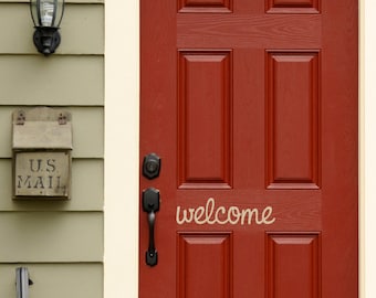 Calcomanía de bienvenida para puerta: calcomanía manuscrita para puerta principal