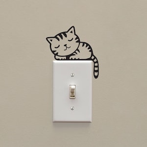 Cat Decal |Light Switch Decor | Sleeping Kitten