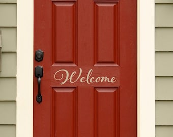 Welcome Decal | Door Decor | Welcome Door Decal | Script font