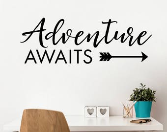 Adventure Awaits Wall Decal | Adventure Quote Vinyl | Arrow Decal