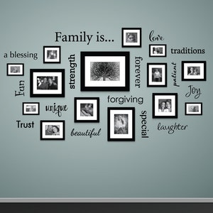 Family is... Wall Decal | Photo Gallery Wall Decals | Vinyl Words for Picture Wall