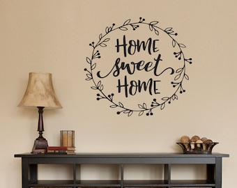 Home Sweet Home Decal | Farmhouse Decor | Laurel Wall Vinyl Sticker