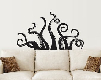 Octopus Tentacle Decal - Living Room Decor - Octopus Wall Sticker