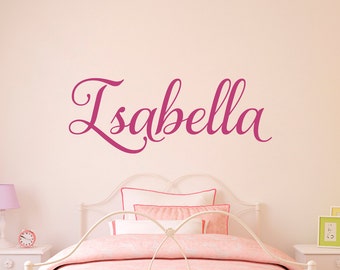 Girl Name Decal - Personalized Name Script Font - Girl Bedroom Wall Art - Version 3