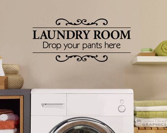 Laundry Drop Your Pants Here Tin Metal Die Cut Sign Laundry Room Washer Dryer