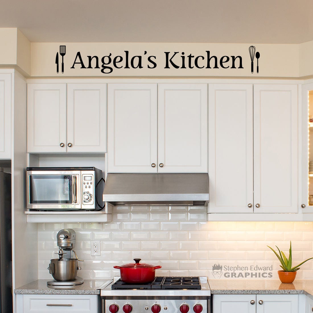 Personalized Kitchen Decal | Kitchen Utensil Sticker | Custom Name Wall ...