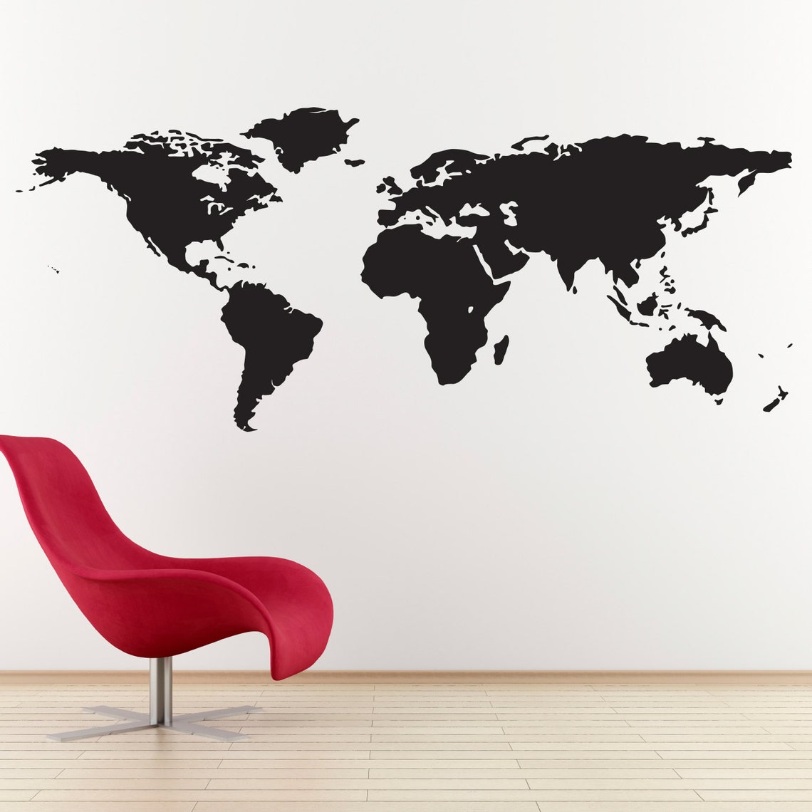 World Map Wall Decal Geography Wall Decor Office Wall Art Etsy