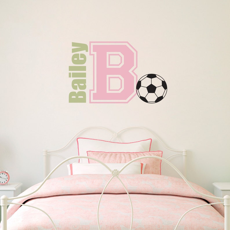 Soccer Ball Decal With Name & Initial Sports Wall Decal Etsy