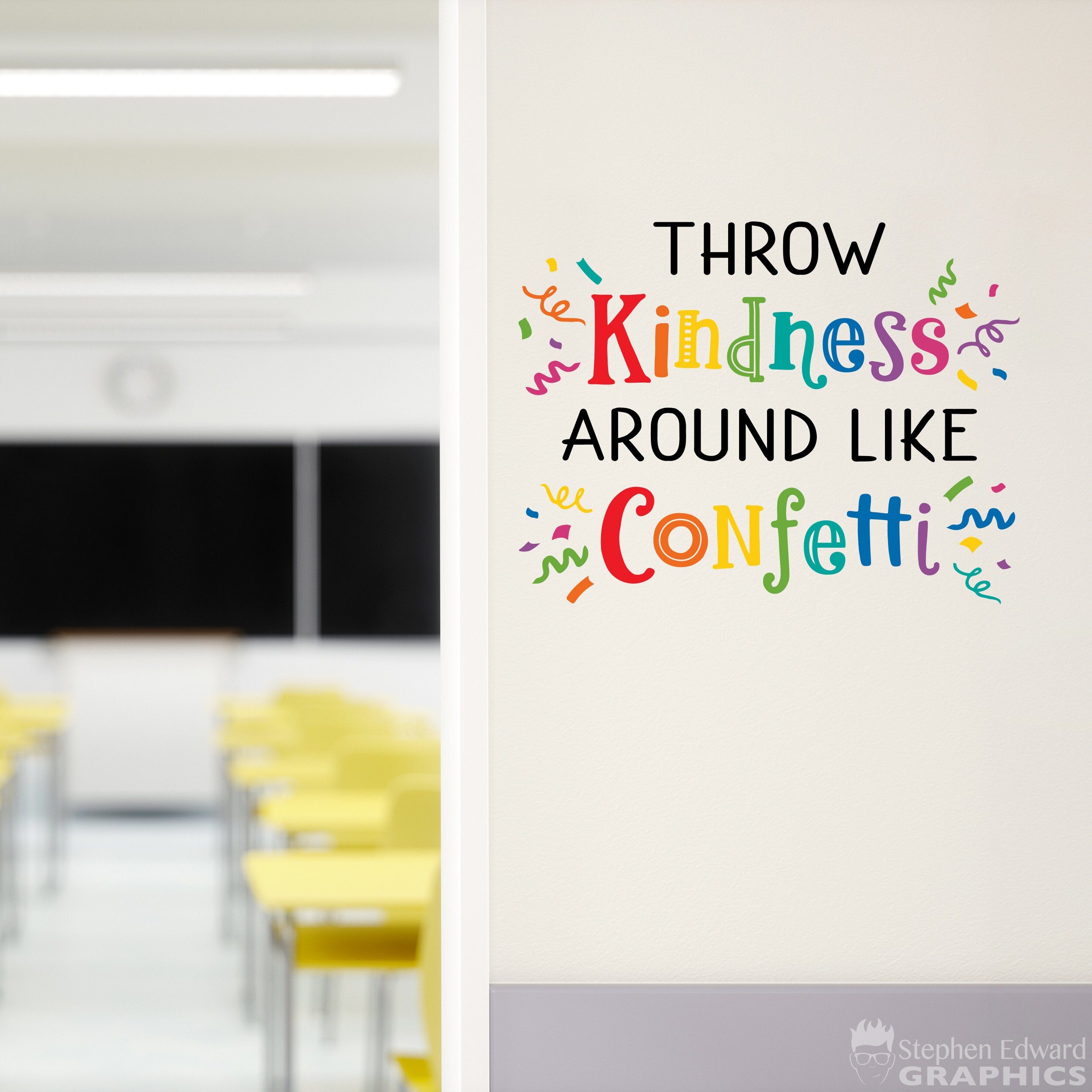 School Vinyl Decor Classroom Etsy Wall Art Decal Teacher Throw Around Wall Like Kindness Confetti -