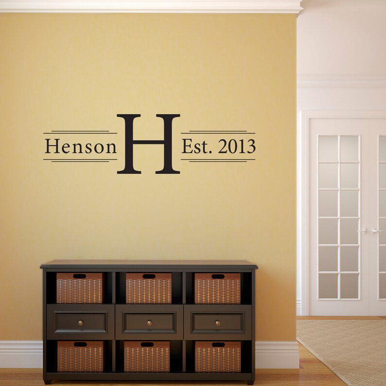 Last Name Wall Decal with Initial - Established date decal - Med Last Name Wall Decal with Initial - Established date decal - Med