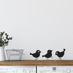Adesivi murali Cutie Birds / Set di TRE / Decorazione per cucina o lavanderia