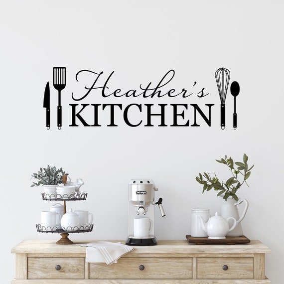 Personalized Name Kitchen Wall Decal | Kitchen Utensils Vinyl
