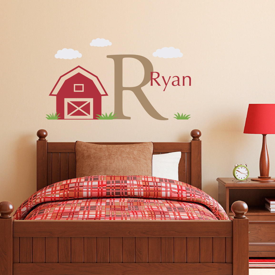 Initial Name & Barn Wall Decal Set Boys Name and Initial Etsy