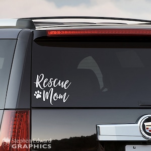 Rescue Mom Car Decal | Pawprint SUV Sticker | Animal lover Vehicle Vinyl