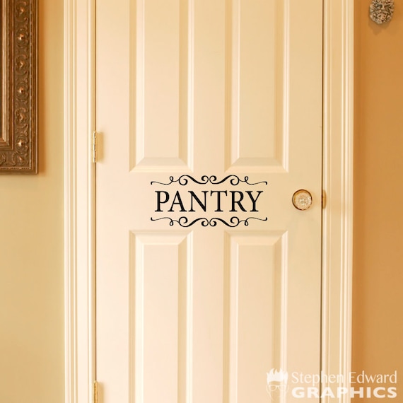Pantry Decal | Door Sticker | Pantry with scrolls Vinyl | Kitchen Decor