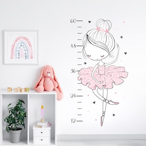 Ballerina-groeimetersticker voor meisjes | Slaapkamerdecoratie met balletthema