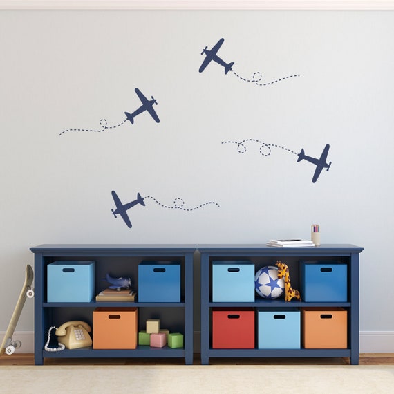 Plane Decal Airplane Room Decor Biplane Wall Art Medium Size Set Of 4