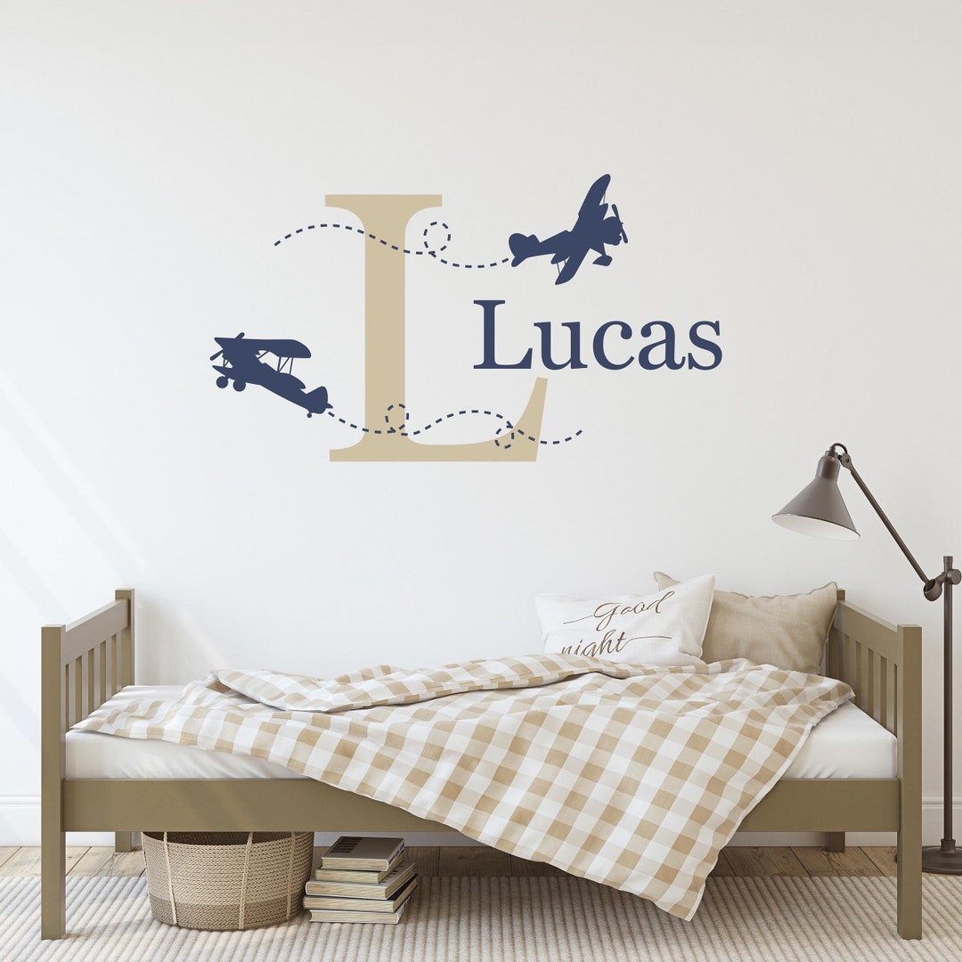 Personalized Airplane Wall Decal Set | Boy Bedroom Decor - Etsy