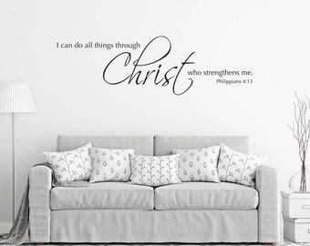 I can do all things through Christ Wall Decal | Christian Bible Verse wall art vinyl | Philippians 4:13