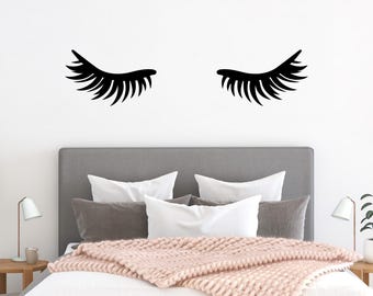 Eyelashes Wall Decal | Minimalist Bedroom or Vanity Sticker | Girl Lashes Wall Art
