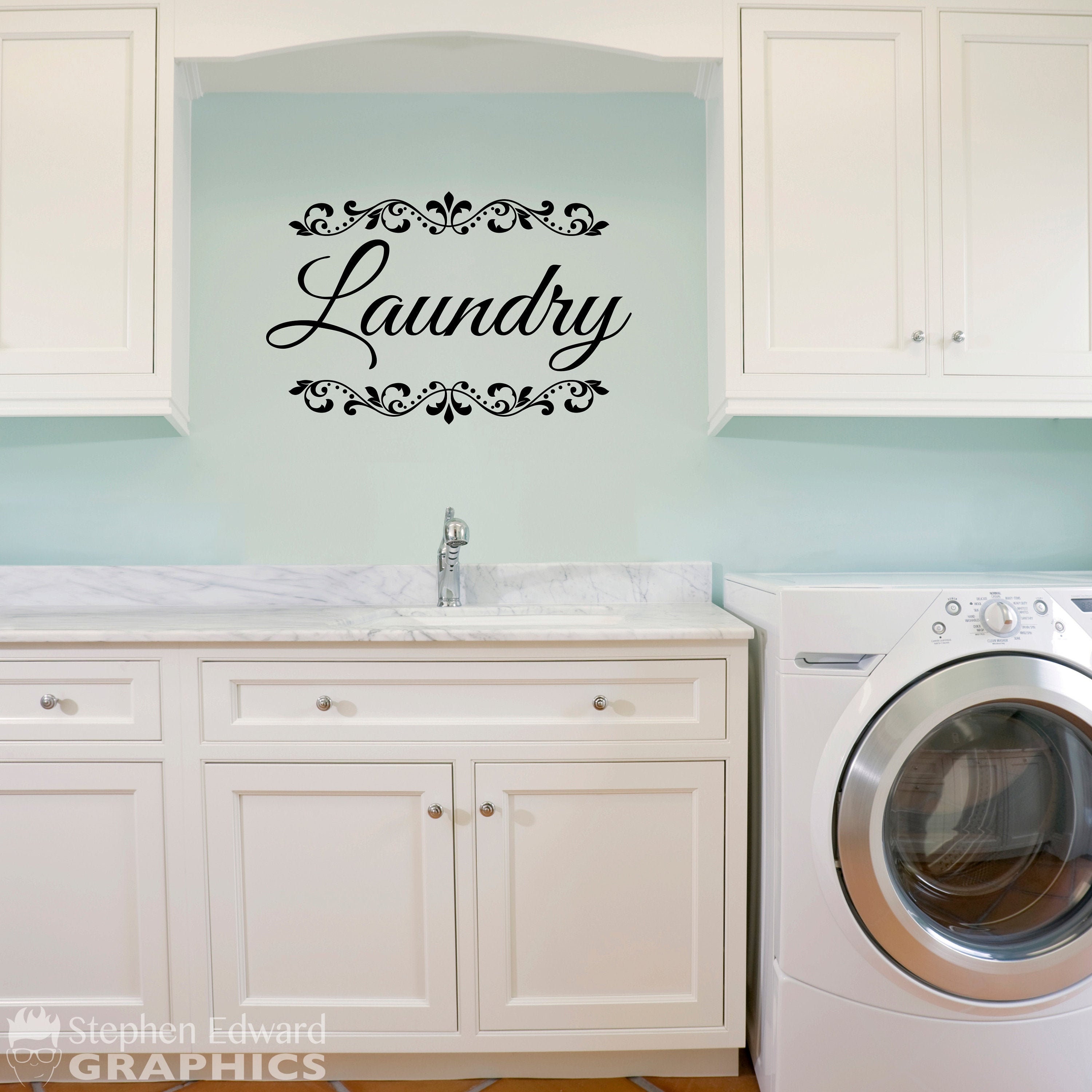 Laundry Decal With Vine Flourish Decoration Laundry Vinyl - Etsy