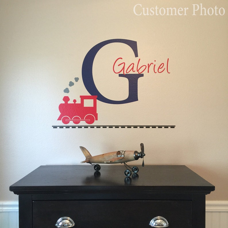 Initial Wall Decal With Name and Train Personalized Name Etsy